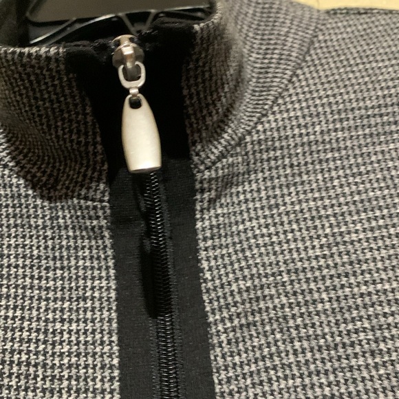 Allison Daley Jacket Blazer SP Gray Black Stretchy Hounds Tooth Print Zip Up - Picture 7 of 16